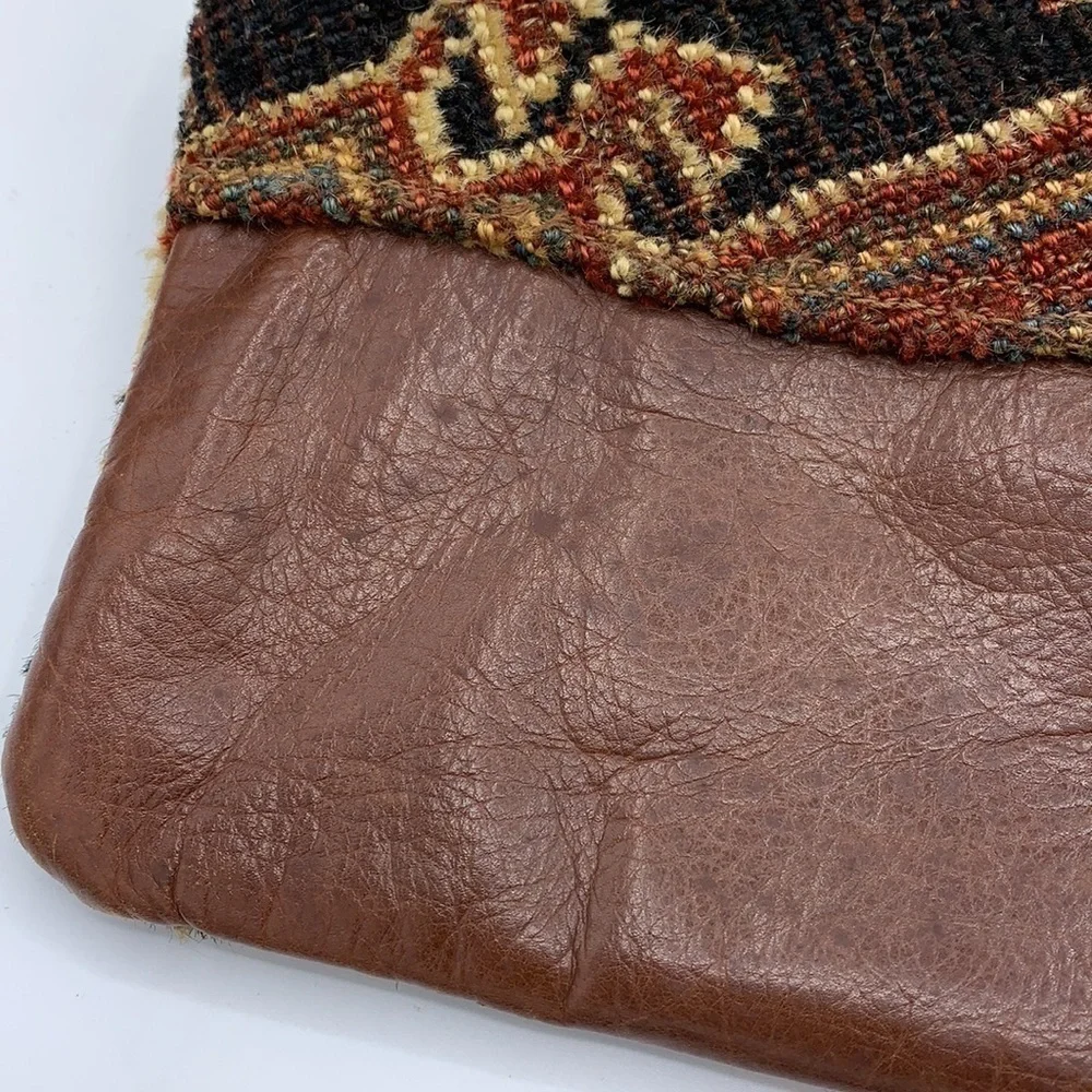 Milton Hefling NY Vintage Tapestry Leather Creation Suede Embroidery Clutch Bag